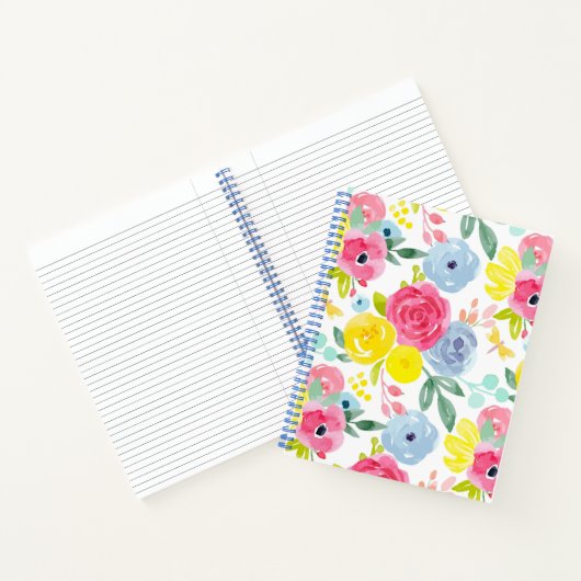 Floral Patroon voor heldere kleurrijke Waterverf Notitieboek (Binnen)