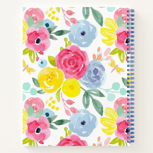 Floral Patroon voor heldere kleurrijke Waterverf Notitieboek (Achterkant)