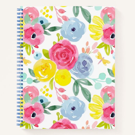 Floral Patroon voor heldere kleurrijke Waterverf Notitieboek (Voorkant)