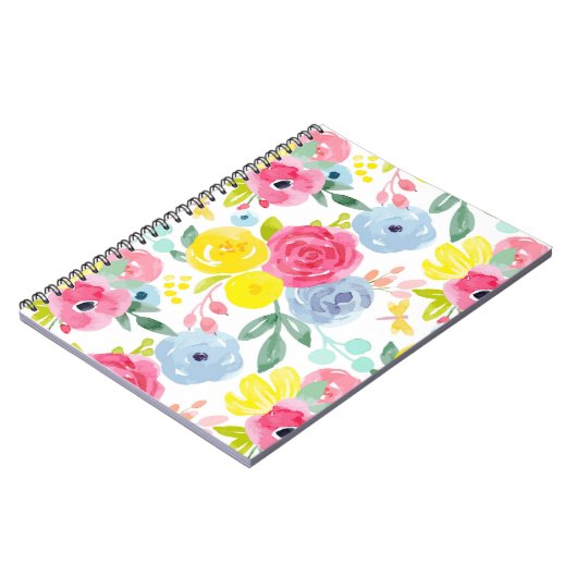 Floral Patroon voor heldere kleurrijke Waterverf Notitieboek (Linkerzijde)
