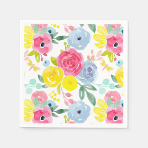 Floral Patroon voor heldere kleurrijke Waterverf Servet