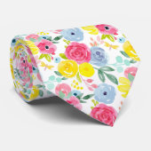 Floral Patroon voor heldere kleurrijke Waterverf Stropdas (Opgerold)