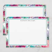 Floral Patroon voor kleurrijke Waterverf met naam Notitiekaartje (Voorkant / Achterkant)