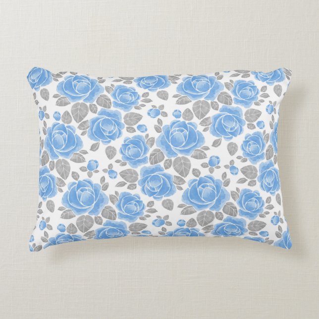 Floral patroon. Waterverf rozen /2 Accent Kussen (Voorkant)