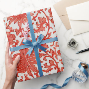 Floral patroon witte achtergrond Verpakkingspapier Cadeaupapier