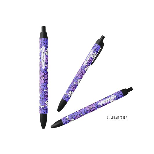 Floral patroon zwarte inkt pen