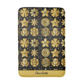 Floral patroongoud doedle roos gepersonaliseerde n badmat (Voorkant Verticaal)