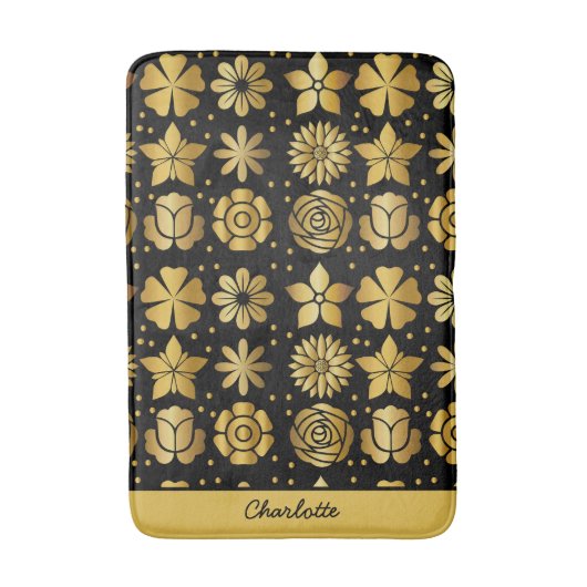 Floral patroongoud doedle roos gepersonaliseerde n badmat (Voorkant Verticaal)