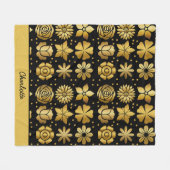 Floral patroongoud doedle roos gepersonaliseerde n fleece deken (Voorkant (Horizontaal))