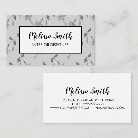 Floral patroongrijs Visitekaartje voor intern ontw (Voorkant / Achterkant)