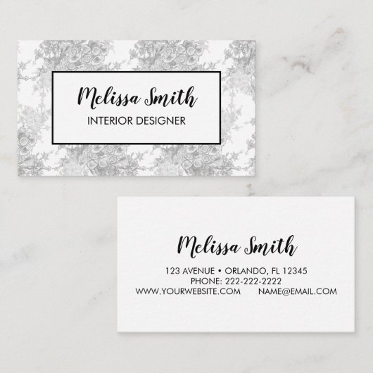 Floral patroongrijs Visitekaartje voor intern ontw (Voorkant / Achterkant)