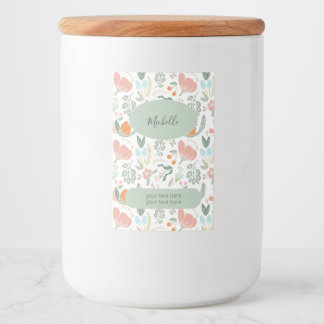 Floral patroonnaam en gepersonaliseerde tekst voedselcontainer etiket