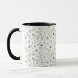 Floral Patroonpapillen van Light Blue Tan Waterver Mok