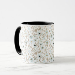 Floral Patroonpapillen van Light Blue Tan Waterver Mok