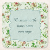  Floral Patroonroze Rozen Aangepast bericht Kartonnen Onderzetters (Voorkant)
