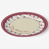 Floral patterde in Bourgogne en crème Papieren Bordje (Gekanteld)
