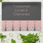 Floral pattered decoratief roze en grijs theedoek (Gevouwen)