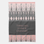 Floral pattered decoratief roze en grijs theedoek (Verticaal)