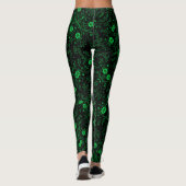 Floral pattern.01.FR.Green Black BG Leggings (Achterkant)