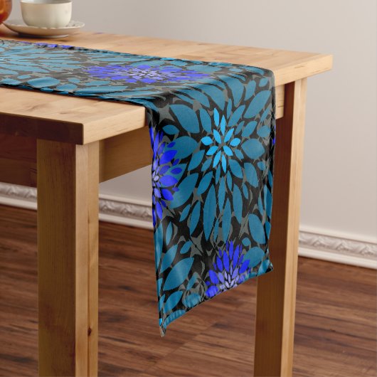 Floral pattern.05.FR.Bluex4b Black BG Korte Tafelloper (Voorbeeld)