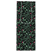 Floral pattern.05.FR.pink en groene zwarte BG Wijn Cadeautas (Voorkant)