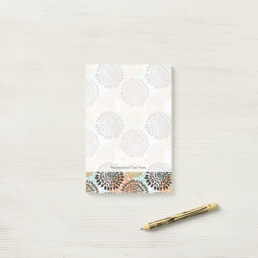 Floral Pattern 11 Post-it® Notes (Op bureau)