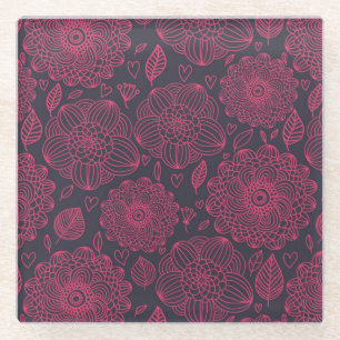 Floral Pattern 12 Glazen Onderzetter