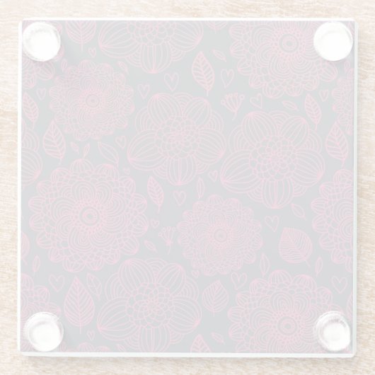 Floral Pattern 12 Glazen Onderzetter (Achterkant)