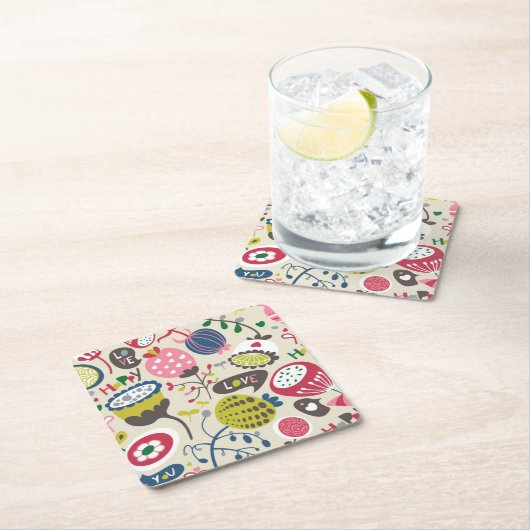 Floral Pattern 12 Kartonnen Onderzetters (Insitu)