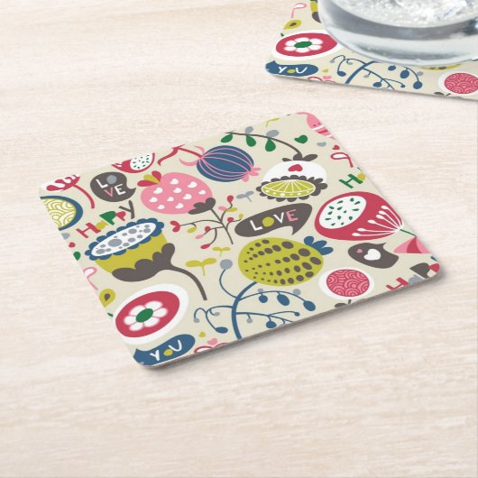 Floral Pattern 12 Kartonnen Onderzetters (Schuin)