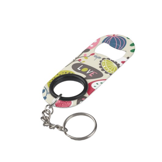 Floral Pattern 13 Mini Flessenopener (Achterkant Gekanteld)