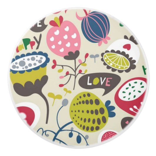 Floral Pattern 14 Keramische Knop (Voorkant)