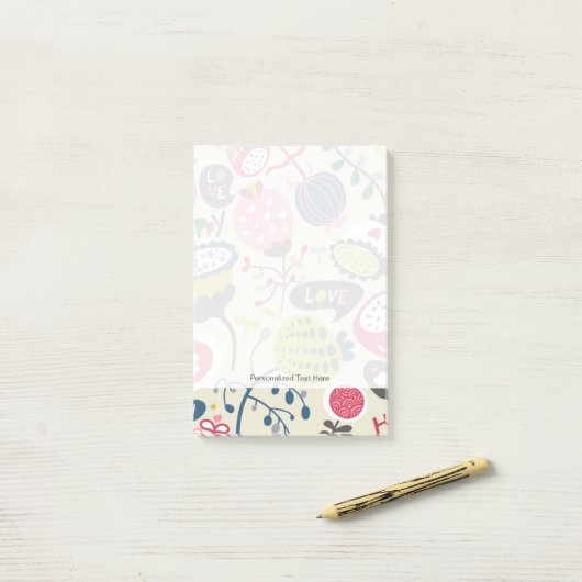 Floral Pattern 14 Post-it® Notes (Op bureau)