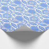 Floral Pattern 280313 - Baby Blue op White Cadeaupapier (Hoek)