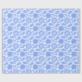 Floral Pattern 280313 - Baby Blue op White Cadeaupapier (Vlak)