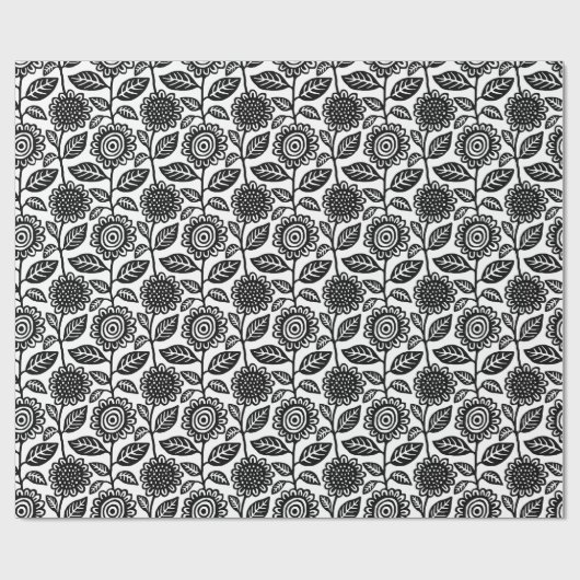 Floral Pattern 280313 - Black on White Cadeaupapier (Vlak)