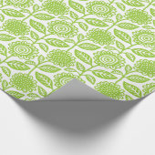 Floral Pattern 280313 - Martian Green over White Cadeaupapier (Hoek)