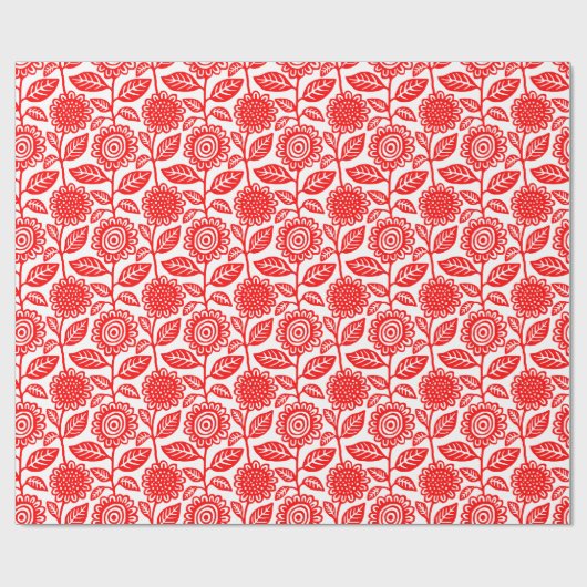 Floral Pattern 280313 - Red on White Cadeaupapier (Vlak)