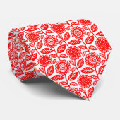 Floral Pattern 280313 - Red on White Stropdas (Opgerold)