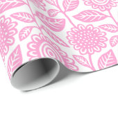 Floral Pattern 280313 - Roze op White Cadeaupapier (Rol Hoek)