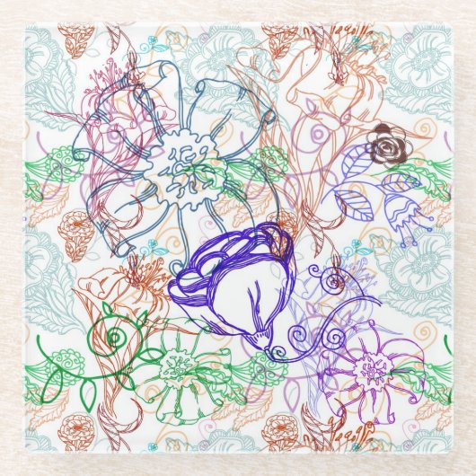 Floral Pattern 9 Glazen Onderzetter (Voorkant)