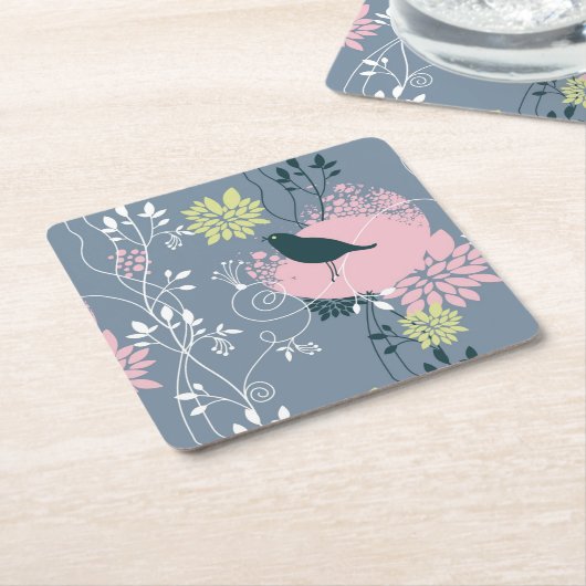 Floral Pattern 9 Kartonnen Onderzetters (Schuin)