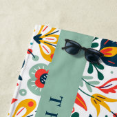 Floral Pattern Aangepaste persoonlijke achternaam Strandlaken (In situ)