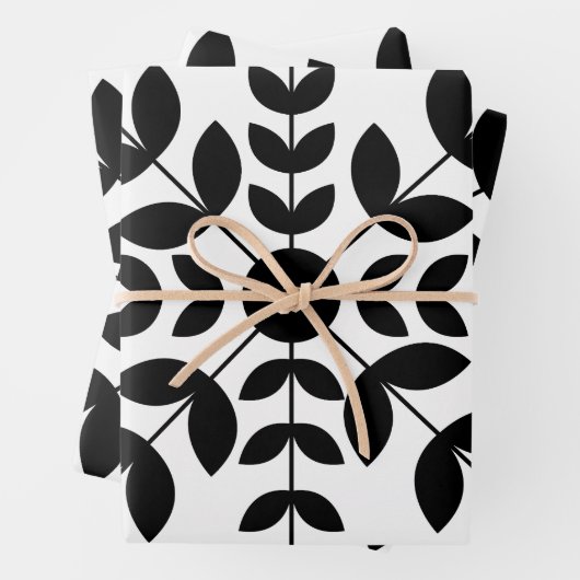 Floral Pattern abstract Black and White Mandala Inpakpapier Vel (In situ)