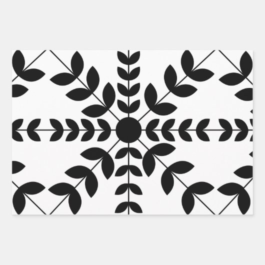 Floral Pattern abstract Black and White Mandala Inpakpapier Vel (Voorkant)