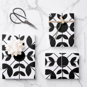 Floral Pattern abstract Black and White Mandala Inpakpapier Vel