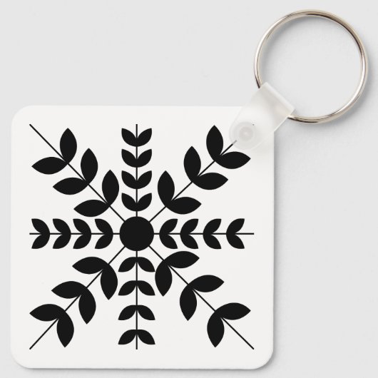 Floral Pattern abstract Black and White Mandala Sleutelhanger (Achterkant)