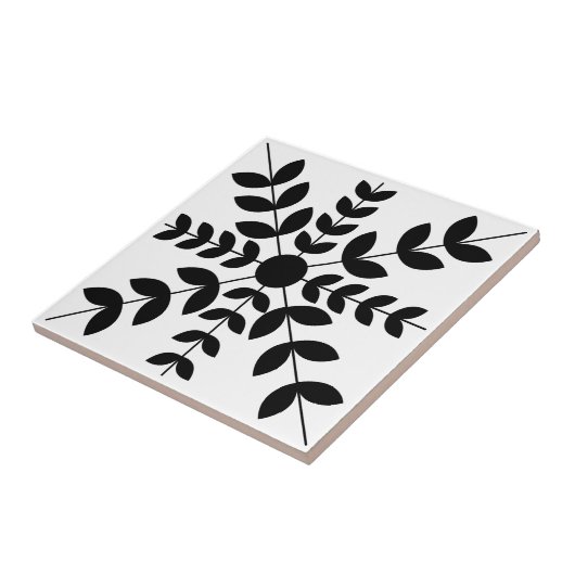 Floral Pattern abstract Black and White Mandala Tegeltje (Zijkant)