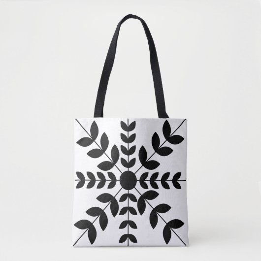 Floral Pattern abstract Black and White Mandala Tote Bag (Voorkant)