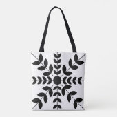 Floral Pattern abstract Black and White Mandala Tote Bag (Achterkant)